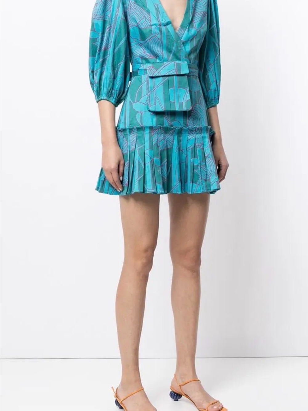 Alexis Sakura Teal Printed Mini Dress - Picture 4 of 8